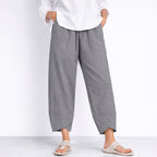 Clara - Women's Loose-Fit Linen Tulip-Hem Trousers