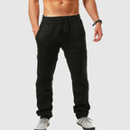 Cole - Men's Linen Elastic Waist Drawstring Trousers