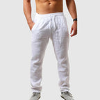 Cole - Men's Linen Elastic Waist Drawstring Trousers