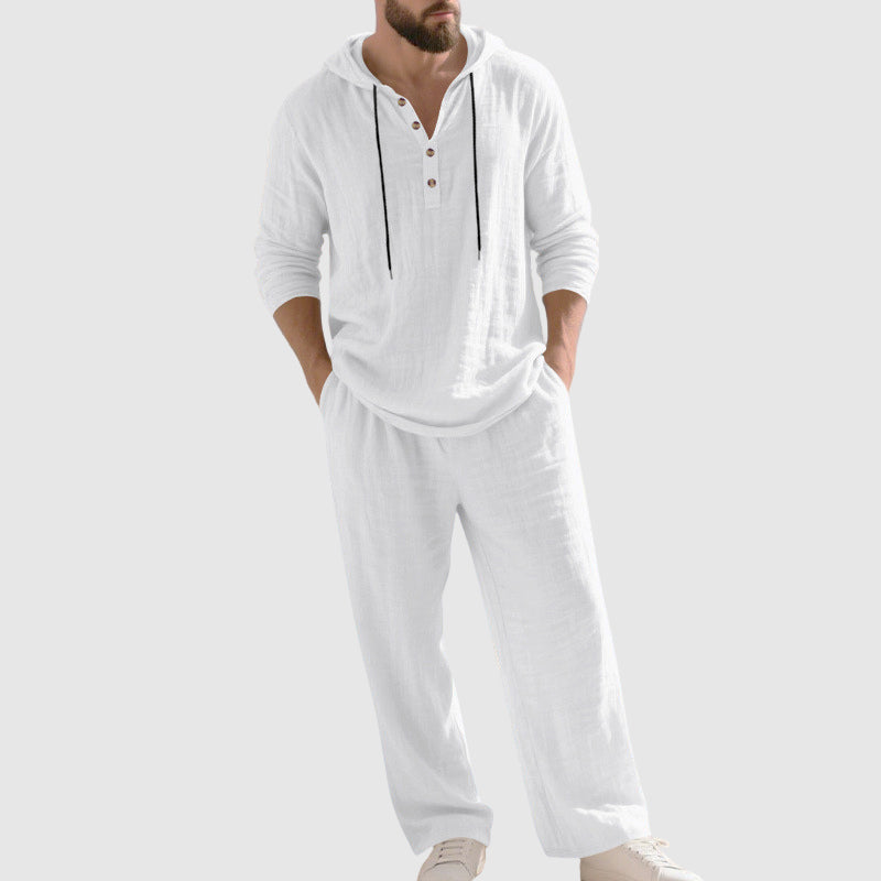 Connor - Men's Relaxed Long Sleeve Linen Pants Set