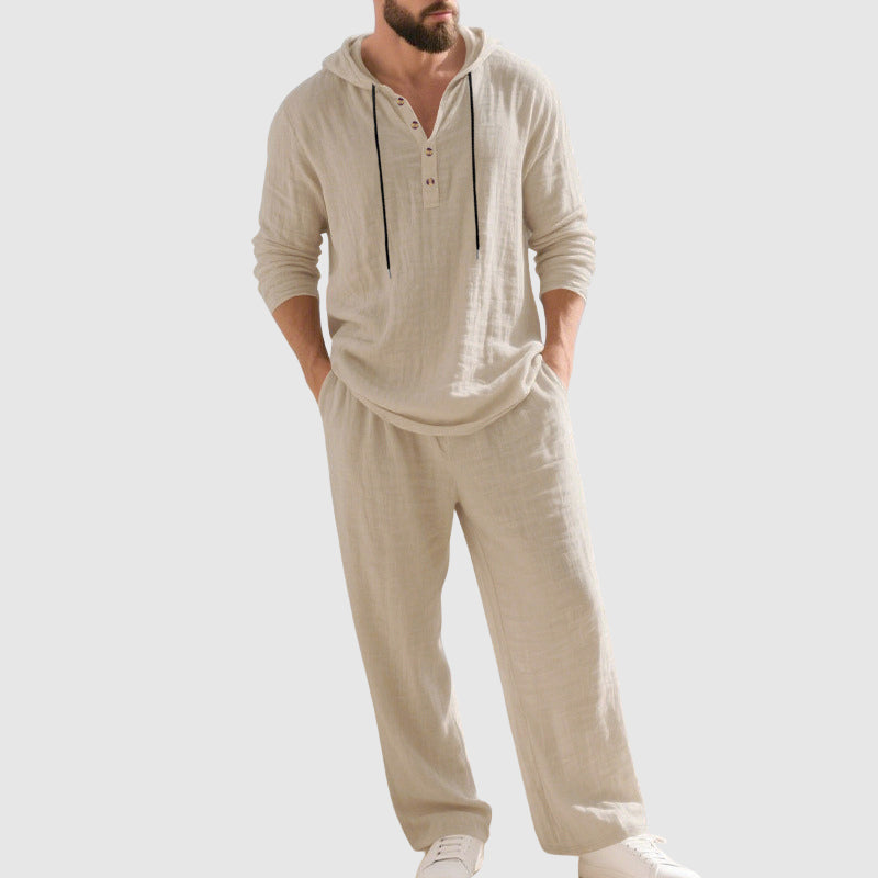 Connor - Men's Relaxed Long Sleeve Linen Pants Set