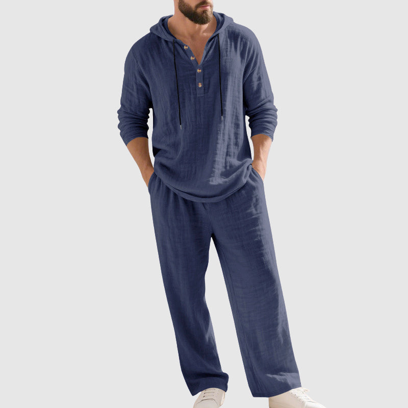 Connor - Men's Relaxed Long Sleeve Linen Pants Set