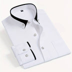 Connor - Men's Contrast Trim Button-Up Dress Shirt