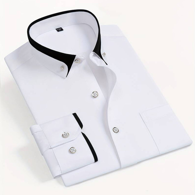 Connor - Men's Contrast Trim Button-Up Dress Shirt