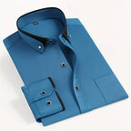 Connor - Men's Contrast Trim Button-Up Dress Shirt