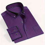 Connor - Men's Contrast Trim Button-Up Dress Shirt