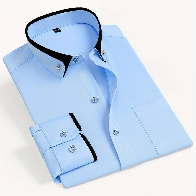 Connor - Men's Contrast Trim Button-Up Dress Shirt