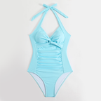 Cora - Women’s Ruched Halter One-Piece Swimsuit