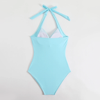 Cora - Women’s Ruched Halter One-Piece Swimsuit