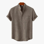 Damon - Men's Short Sleeve Mandarin Collar Shirt