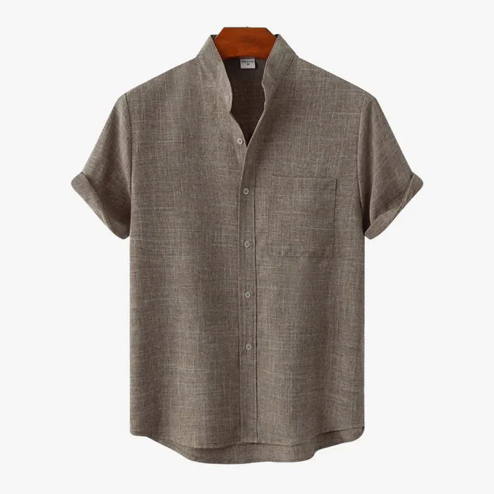 Damon - Men's Short Sleeve Mandarin Collar Shirt