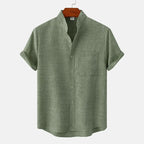 Damon - Men's Short Sleeve Mandarin Collar Shirt