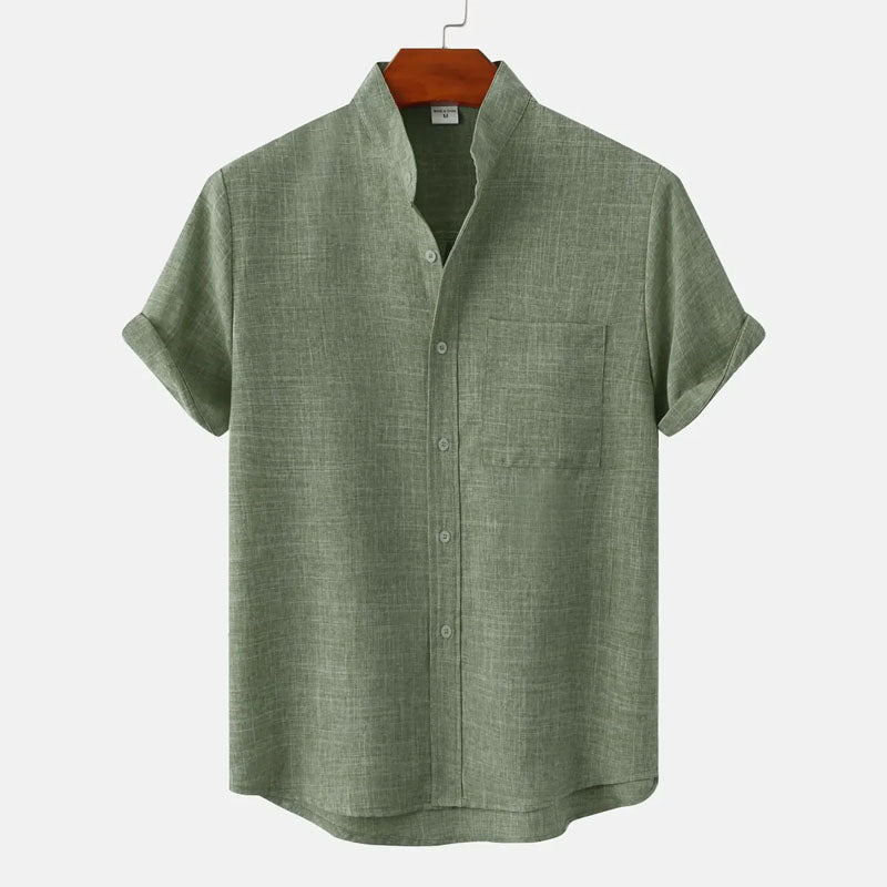 Damon - Men's Short Sleeve Mandarin Collar Shirt