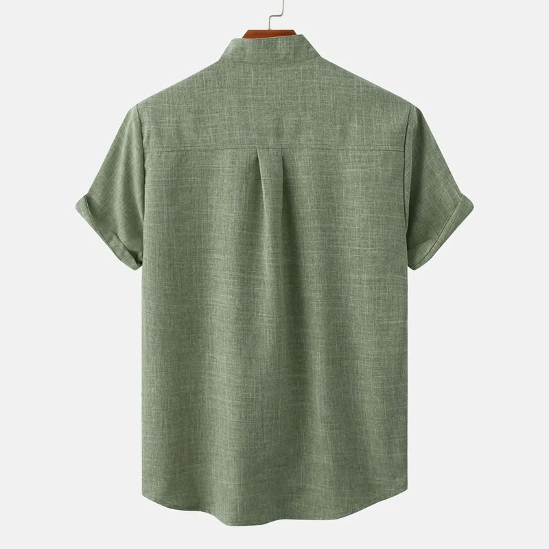 Damon - Men's Short Sleeve Mandarin Collar Shirt