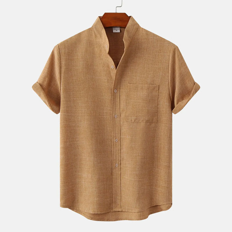 Damon - Men's Short Sleeve Mandarin Collar Shirt