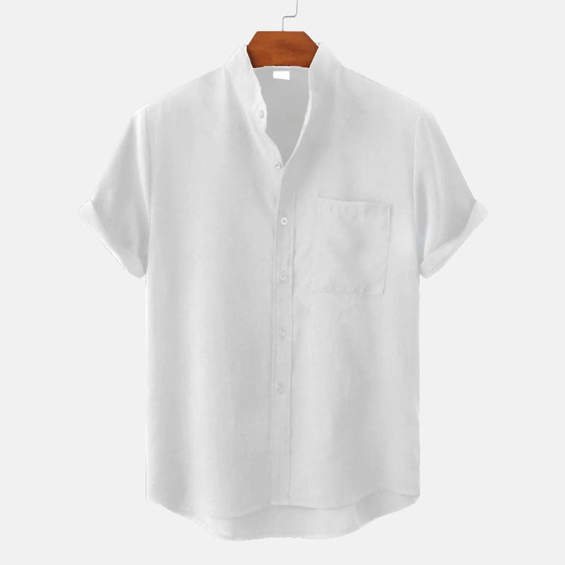 Damon - Men's Short Sleeve Mandarin Collar Shirt