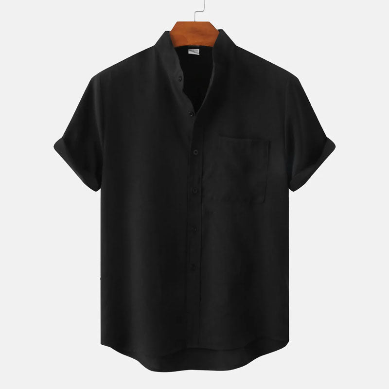 Damon - Men's Short Sleeve Mandarin Collar Shirt