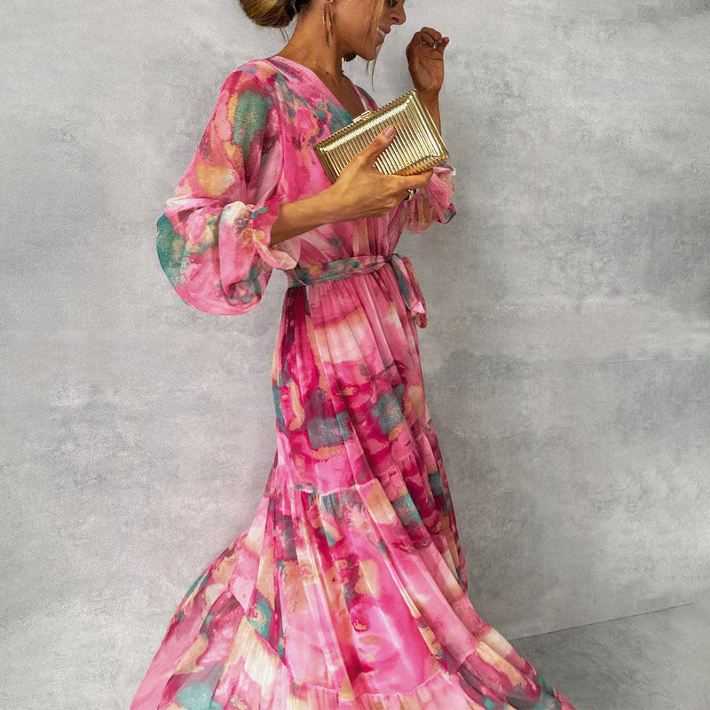Danielle - Women's Floral Long Sleeve Maxi Dress
