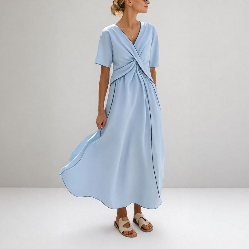 Daphne - Women's Elegant Knotted Waist Flowy Dress
