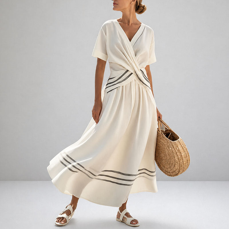 Daphne - Women's Elegant Knotted Waist Flowy Dress