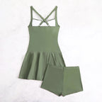 Daphne - Women’s Ruched Flared Swim Dress