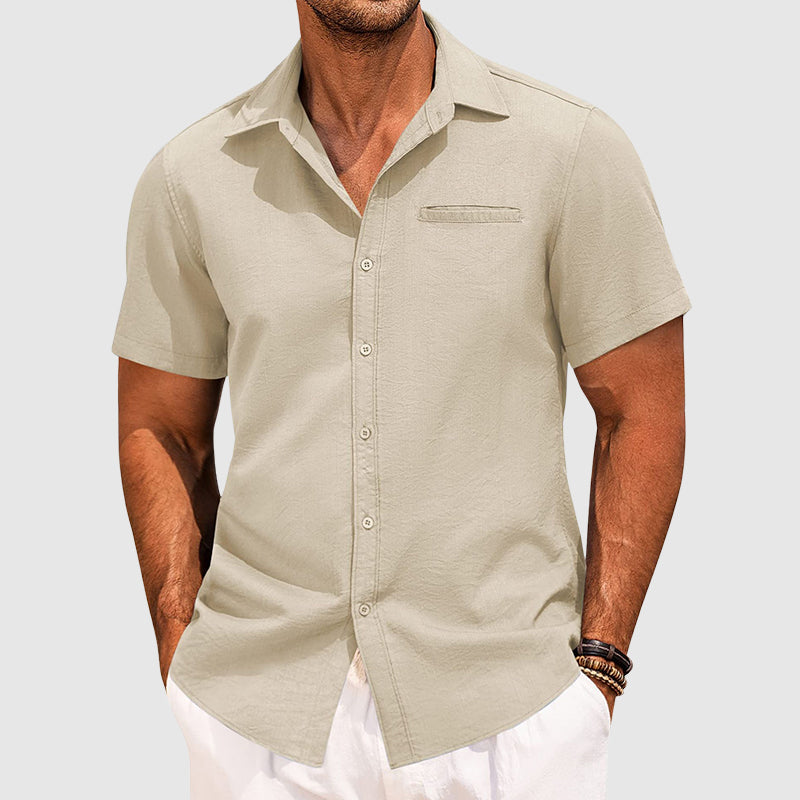 Decker - Men's Short-Sleeve Welt Pocket Casual Shirt