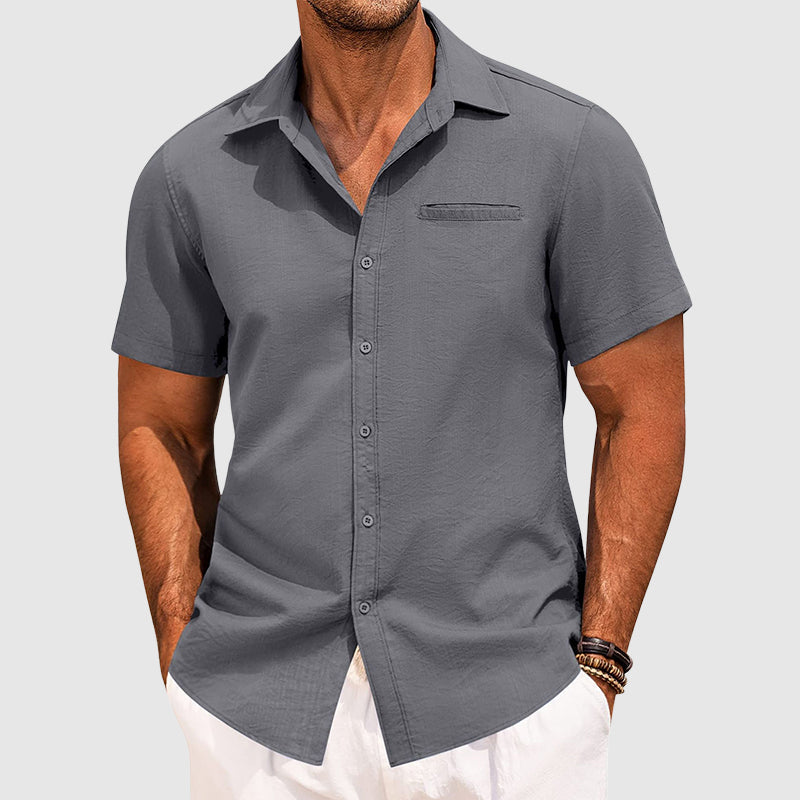 Decker - Men's Short-Sleeve Welt Pocket Casual Shirt