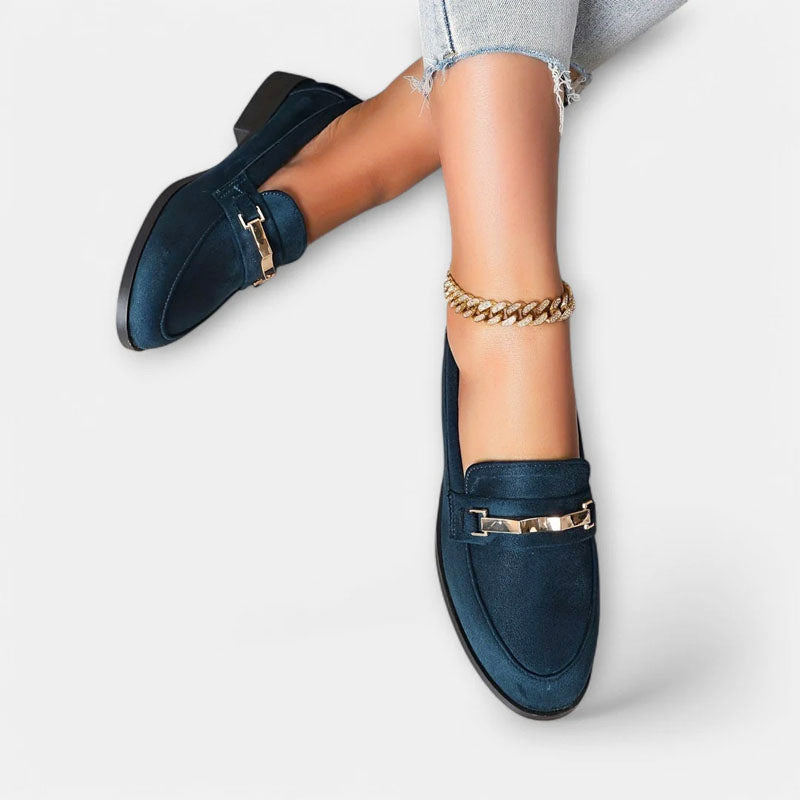 Delaney - Women's Soft Finish Metal Accent Flat Loafers