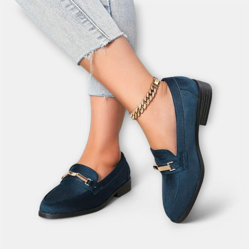 Delaney - Women's Soft Finish Metal Accent Flat Loafers