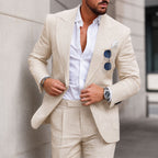 Derek - Men's Tailored Linen Blazer and Trouser Suit Set