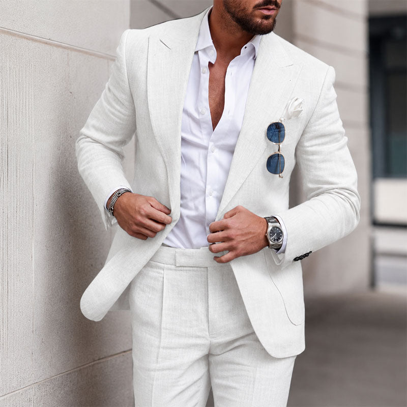 Derek - Men's Tailored Linen Blazer and Trouser Suit Set