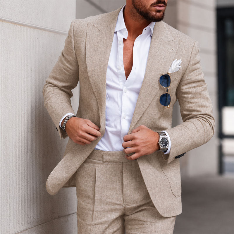 Derek - Men's Tailored Linen Blazer and Trouser Suit Set