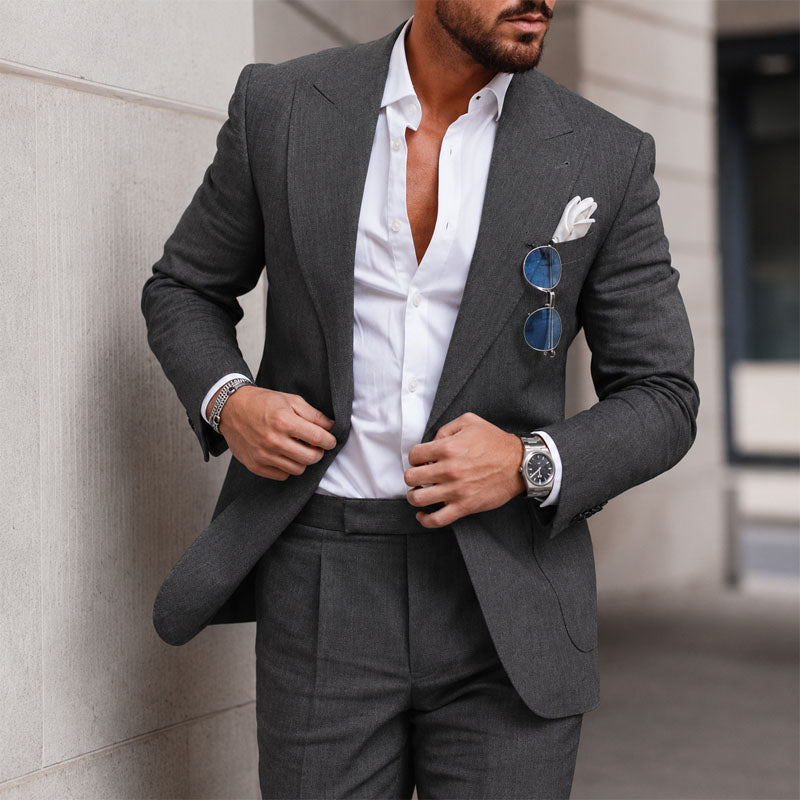Derek - Men's Tailored Linen Blazer and Trouser Suit Set