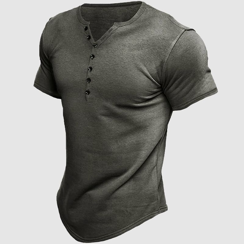 Deven - Men's Short-Sleeve Multi-Button Henley T-Shirt