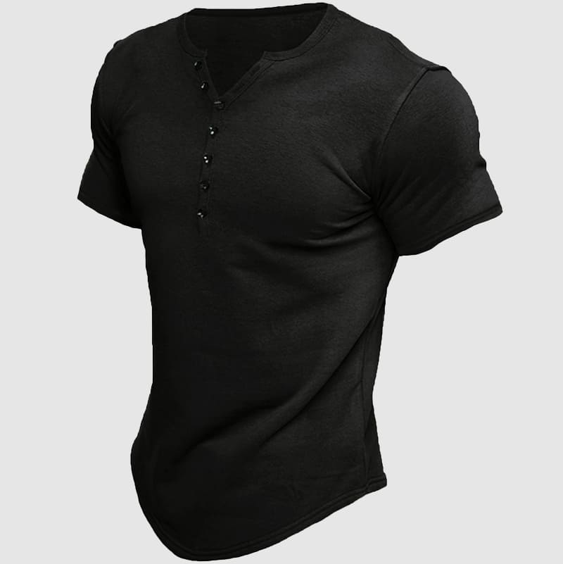 Deven - Men's Short-Sleeve Multi-Button Henley T-Shirt