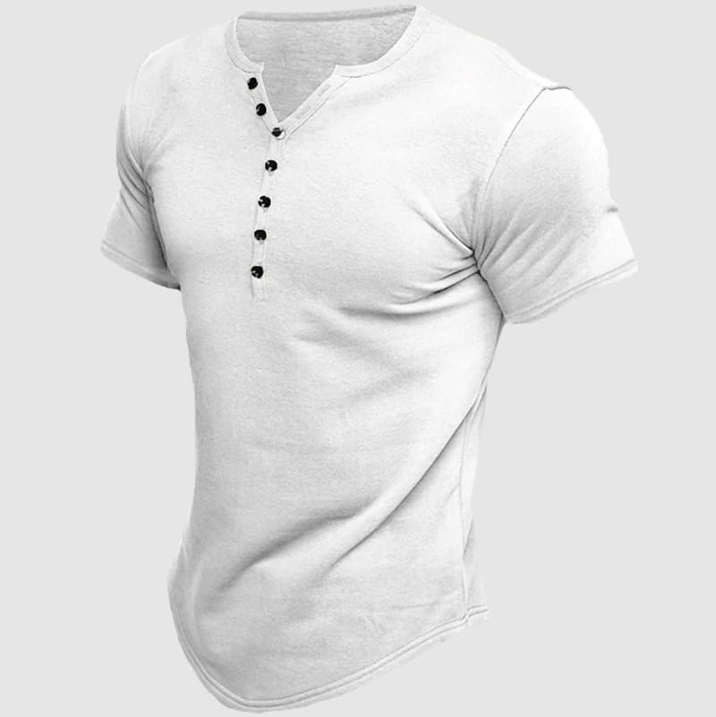 Deven - Men's Short-Sleeve Multi-Button Henley T-Shirt