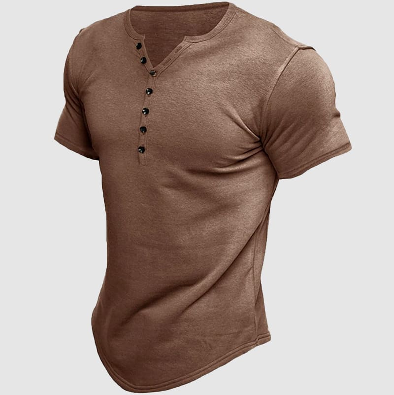 Deven - Men's Short-Sleeve Multi-Button Henley T-Shirt
