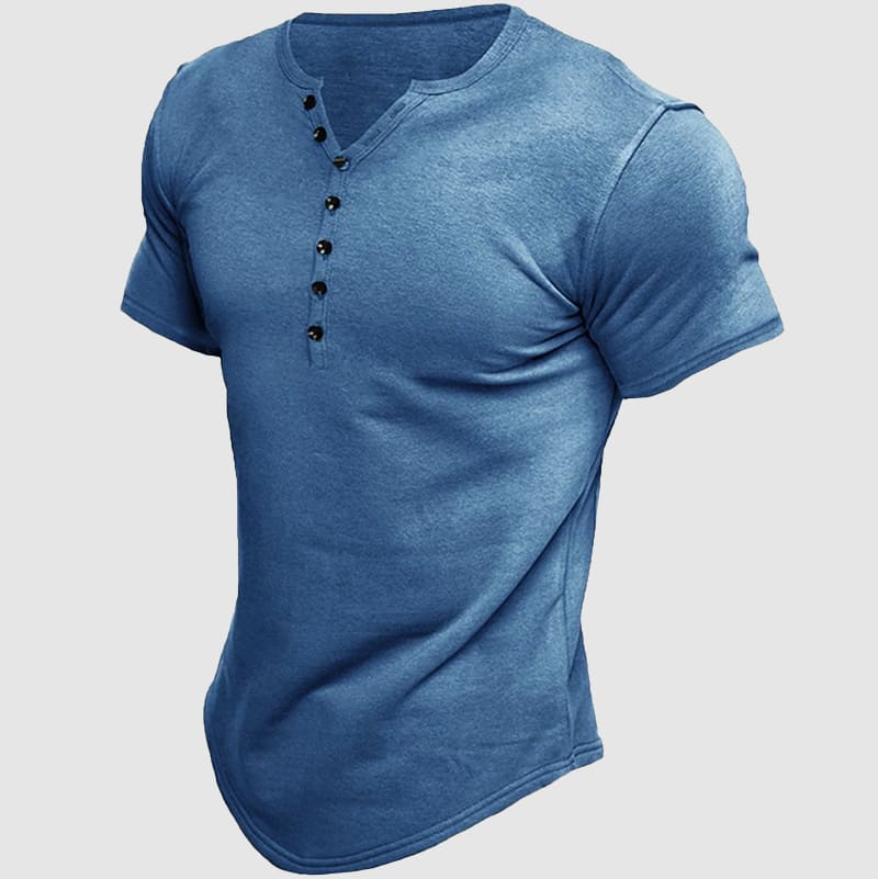 Deven - Men's Short-Sleeve Multi-Button Henley T-Shirt