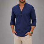 Devin - Men's V-Neck Mandarin Button Shirt