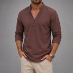 Devin - Men's V-Neck Mandarin Button Shirt