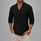 Devin - Men's V-Neck Mandarin Button Shirt
