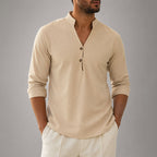 Devin - Men's V-Neck Mandarin Button Shirt