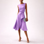 Diana - Women's Asymmetrical Ruffle Hem Midi Dress