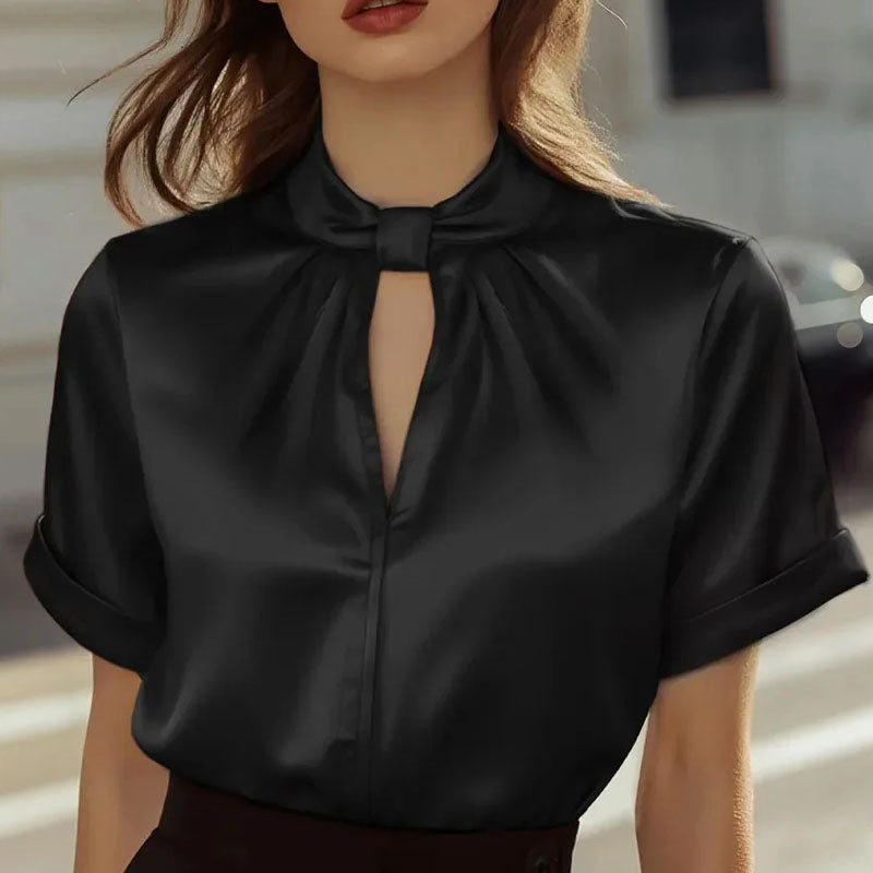 Diana - Women's Keyhole Neckline Short Sleeve Blouse