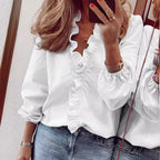 Diana - Women's Ruffle V-Neck Blouse