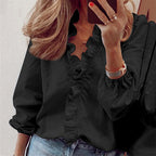 Diana - Women's Ruffle V-Neck Blouse