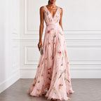 Dianne - Women's Floral Deep V Maxi Dress