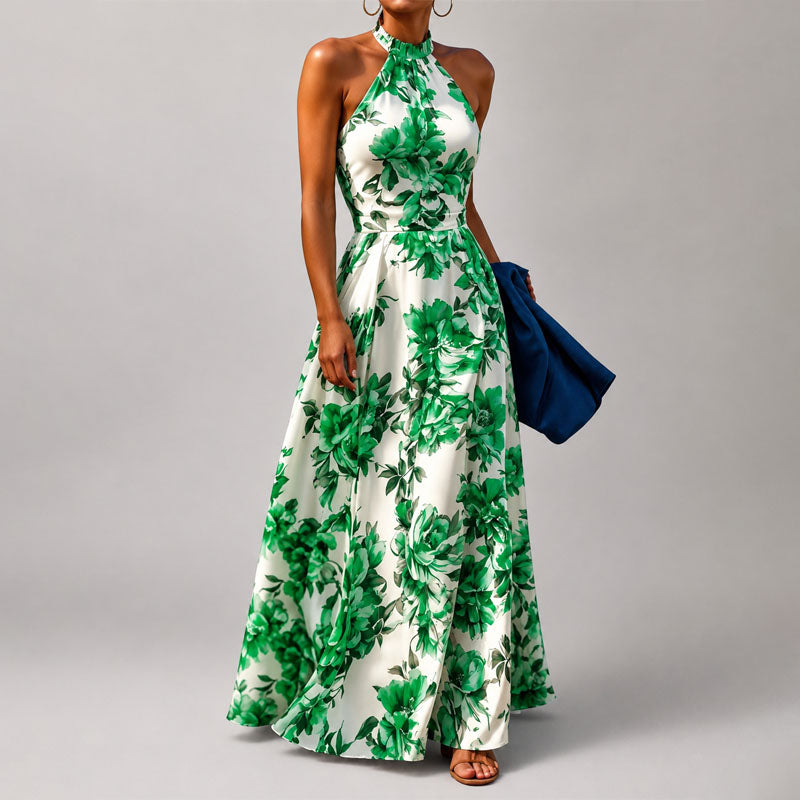 Beatrice - Women's Floral Halter Maxi Dress