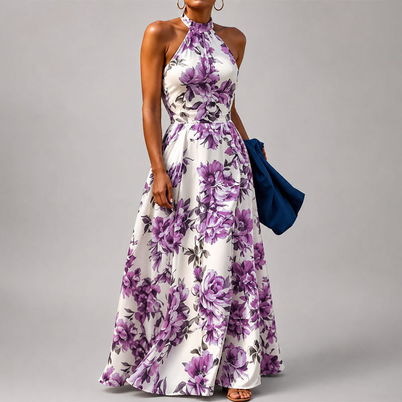 Beatrice - Women's Floral Halter Maxi Dress
