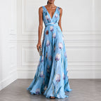 Dianne - Women's Floral Deep V Maxi Dress
